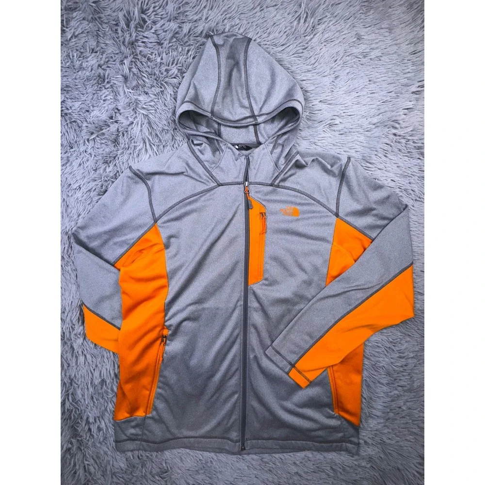 The North Face Men's XL Canyonlands Zip Up Hooded Jacket Gray Orange Tech Fleece